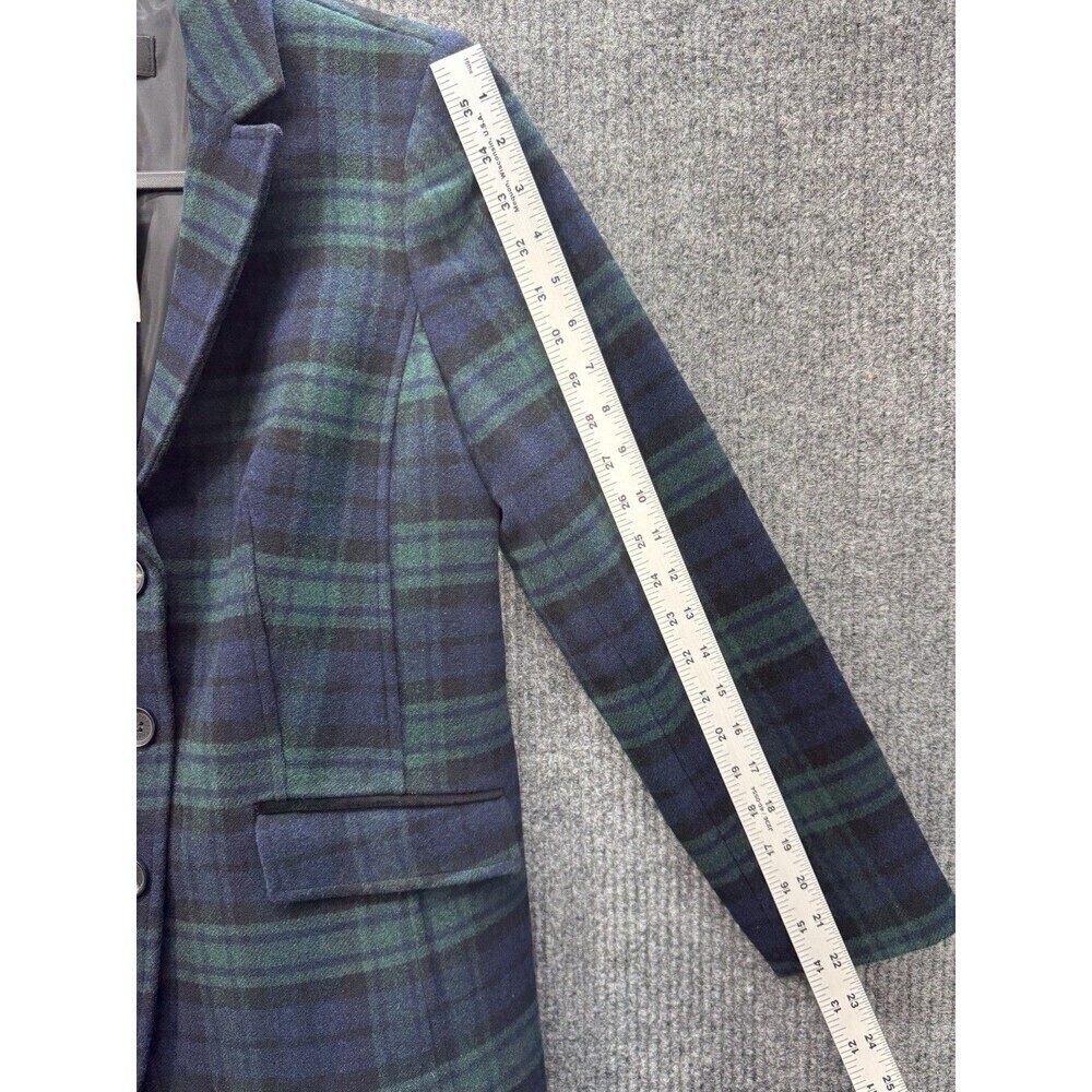 Talbots 6P Green Black Watch Tartan Plaid Long Wool Blend Blazer Jacket NEW - Picture 9 of 11